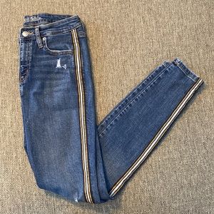 High Rise Skinny Jeans with Side Stripes, Size 2/26